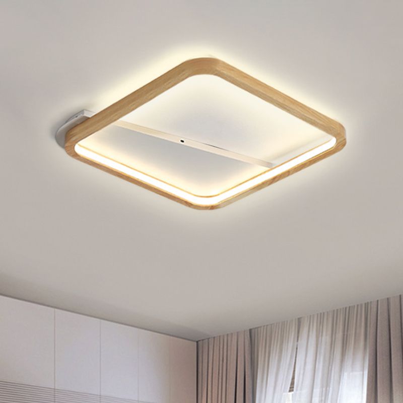 Plafonnier LED rectangulaire en bois Simple, 13/17/21 pouces de large, 1 lumière, pour la maison