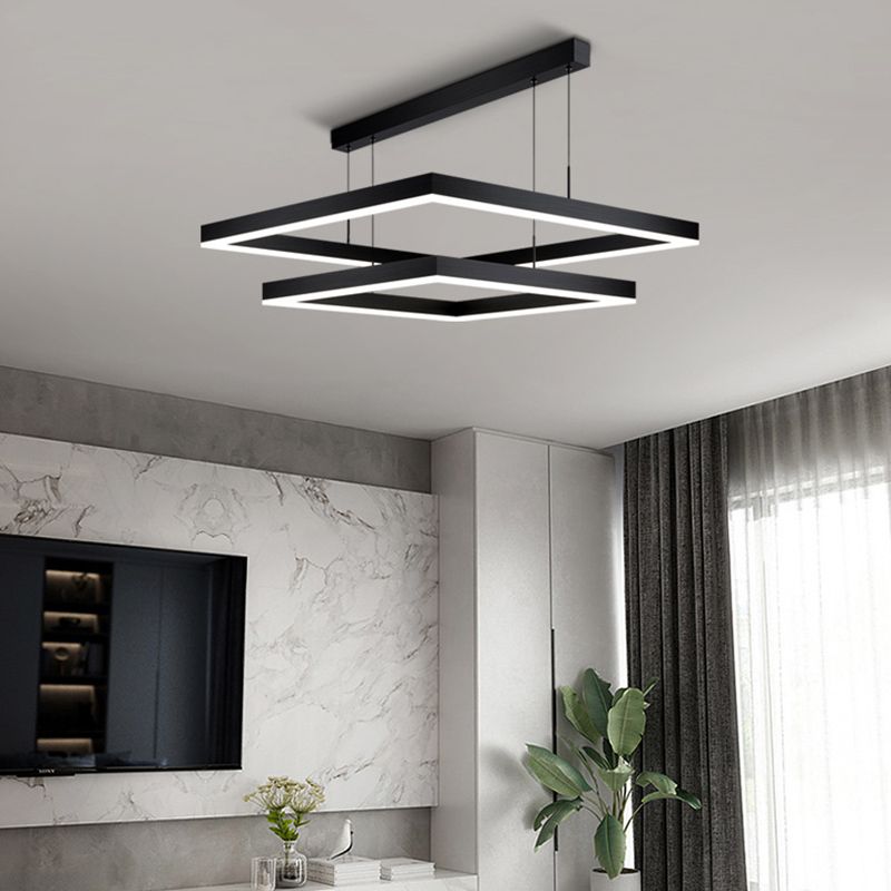 Metal Squared Chandelier Pendant Light Nordic LED Pendant Lighting Fixture in Black