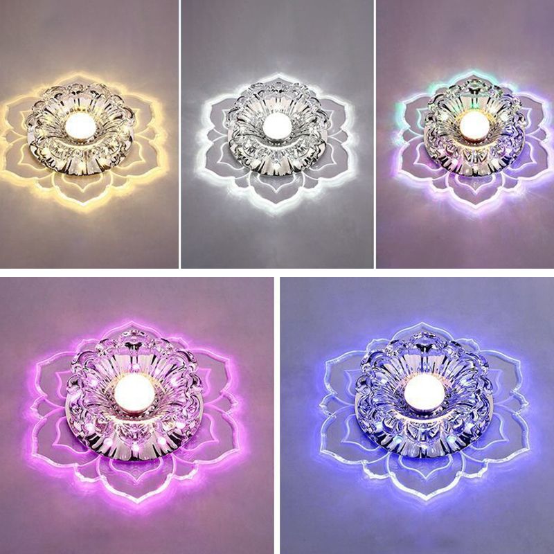 Luz de techo empotrada LED transparente de estilo moderno con luz empotrada de cristal Blossom Shade para vestíbulo