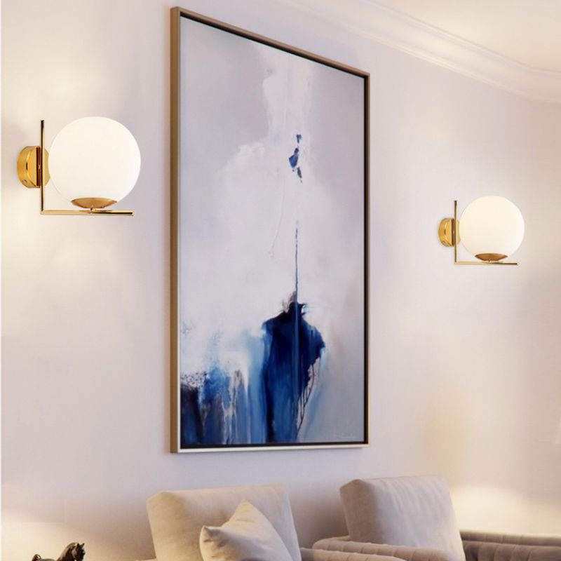 1-Licht-Globus-Wandlampenleuchten moderne Wandmontageleuchte mit weißem Glasschatten