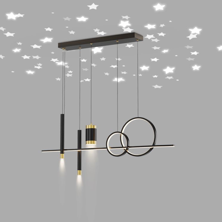 Contemporary Pendant Lights Geometric Metal Island Lighting in Black