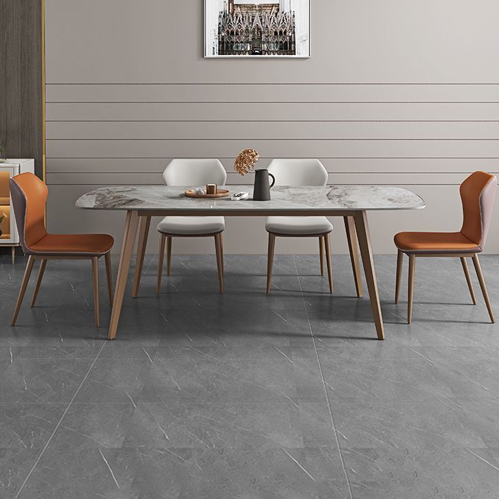 Glam 1/2/5/7 Pieces Dining Table Set with Grey Sintered Stone Top Rectangle Dinette Set
