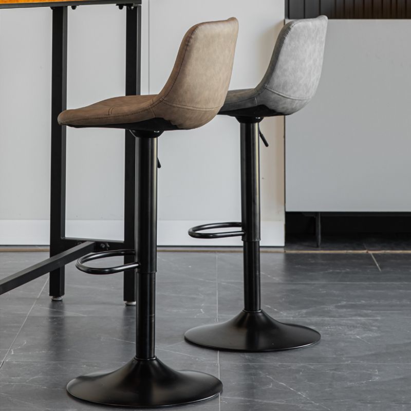 Contemporary Reception Adjustable Height Stool Matte Finish Leather Barstool