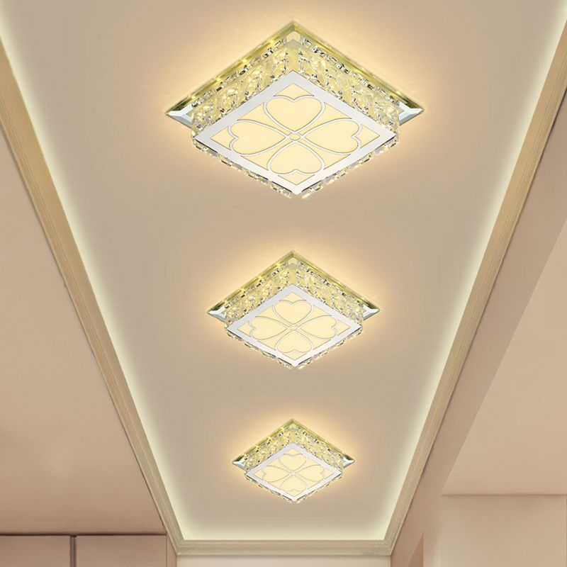Lampada da soffitto a LED in cristallo trasparente con montaggio a incasso a LED quadrata trasparente per foyer