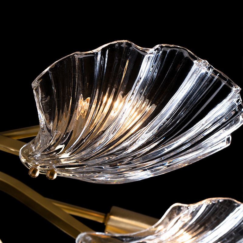 Contemporary Shell-Shaped Flush Light Fixture Glass Flush Mount Ceiling Light in Gold