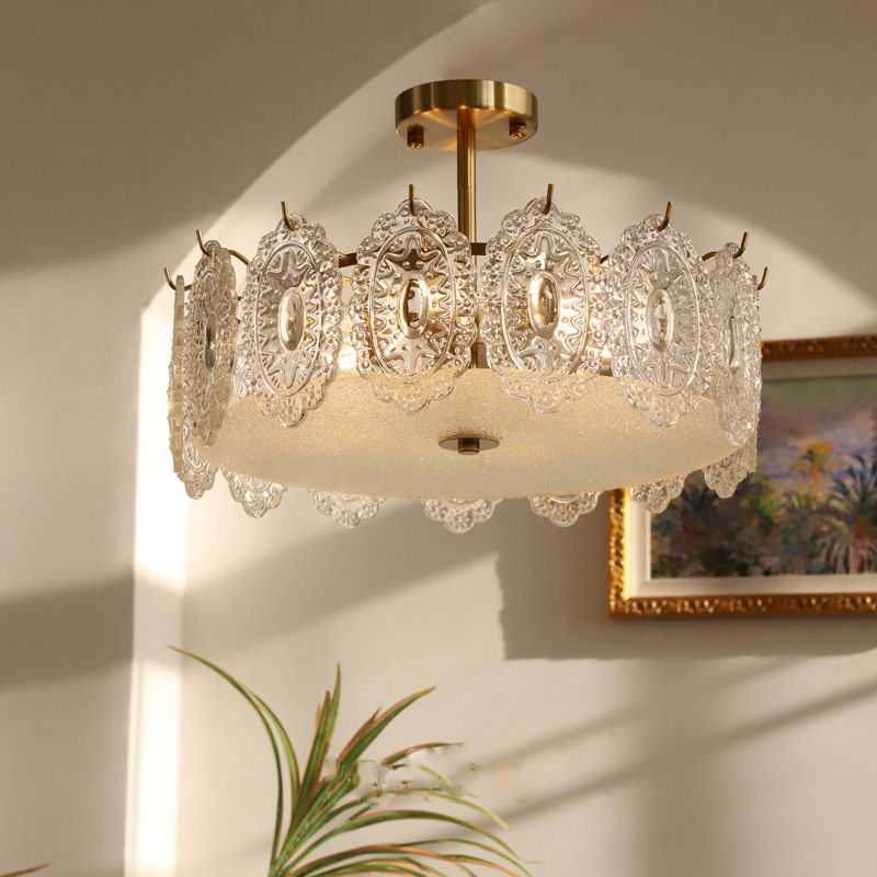 Contemporary Creative Ceiling Lamp Glass Shade Flush Mount Light Fixture