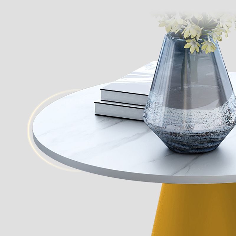 Minimalist Pedestal Side Table Round Slate Sofa End Table for Living Room