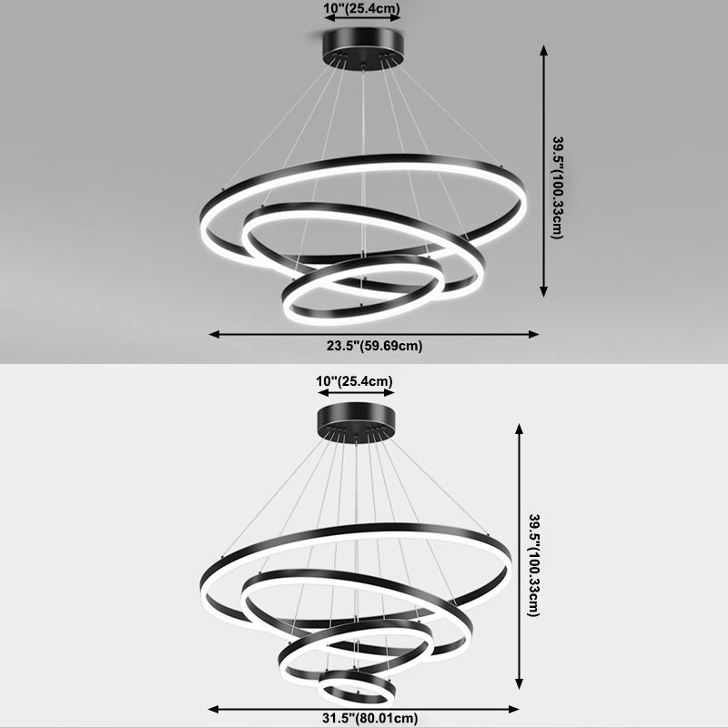 Modern Style Circles Pendant Light Fixtures Metal Multi Lights Suspension Pendant