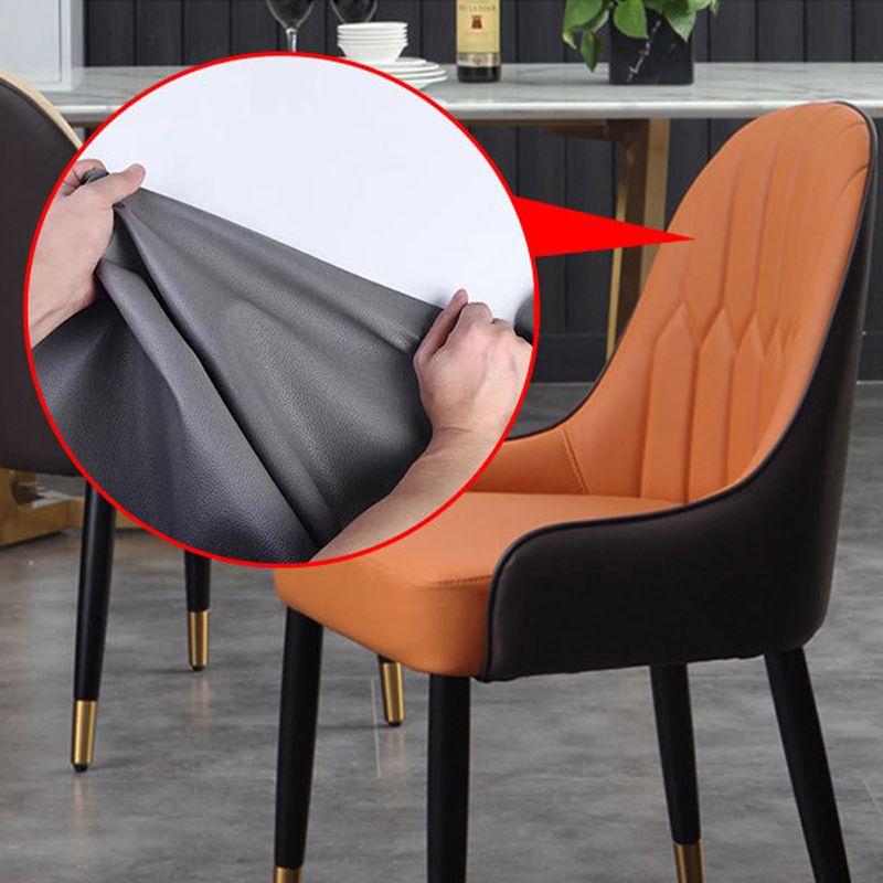 Glam Parsons Side Chair PU Leather Indoor Dining Chair for Living Room