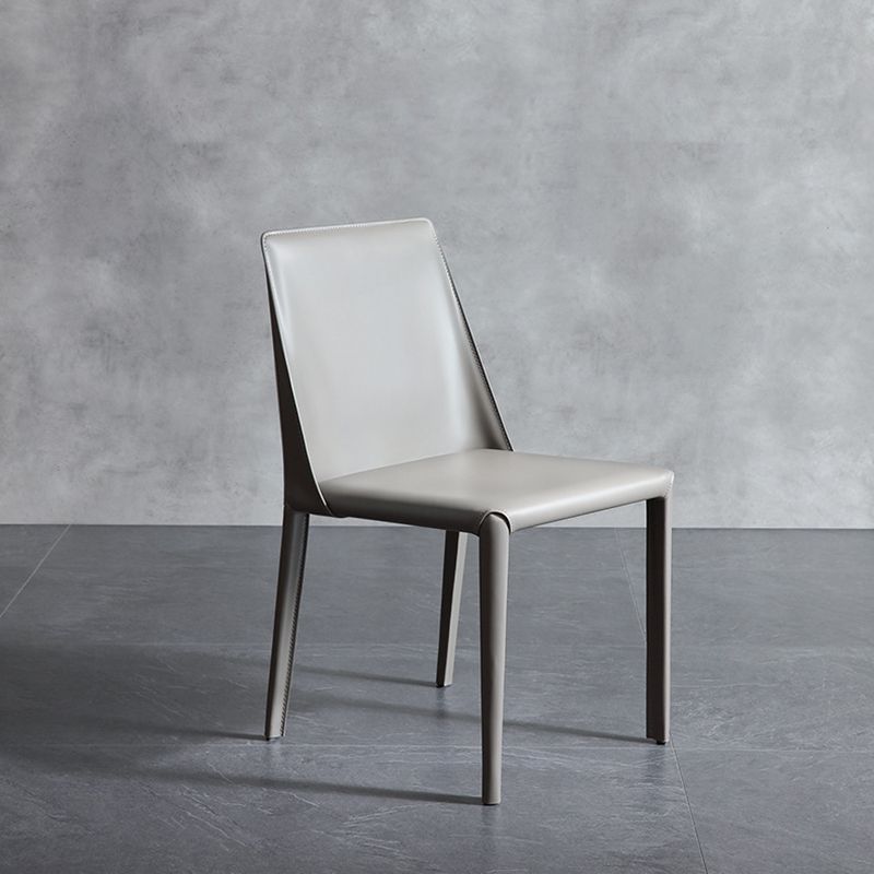 Contemporary Leather Dining Side Chairs Armless Solid Back Chair