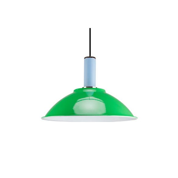 Zeitgenössische flache Schüssel Hanging Lampe Aluminium hellfarbener Anhänger Licht in Blau/Grün/Orange/Rot/Gelb für Marktgeschäft