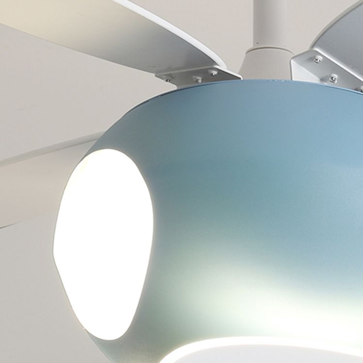 Deckenleuchte im Cartoon -Stil Lampe Metal Semi Flush Mount Leuchte mit Holzlüfterklinge