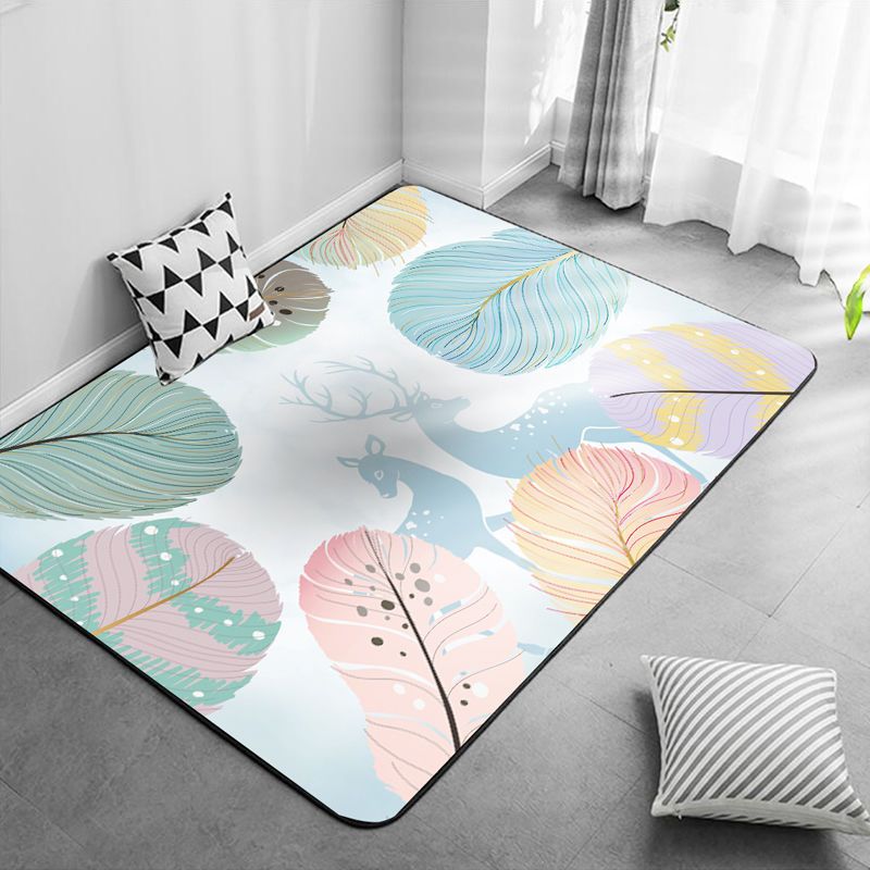 Sky Blue Modern Rug Polyester Grafisch Tapijten Niet-slip achterste tapijt voor thuisdecoratie