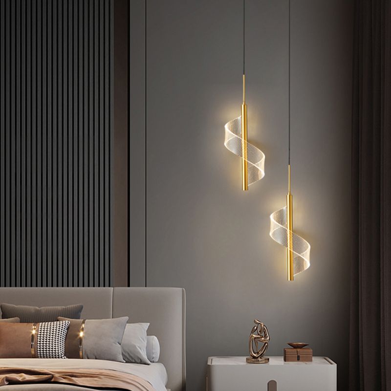 Linear Shape Metal Pendant Lights Contemporary Style Hanging Lamps