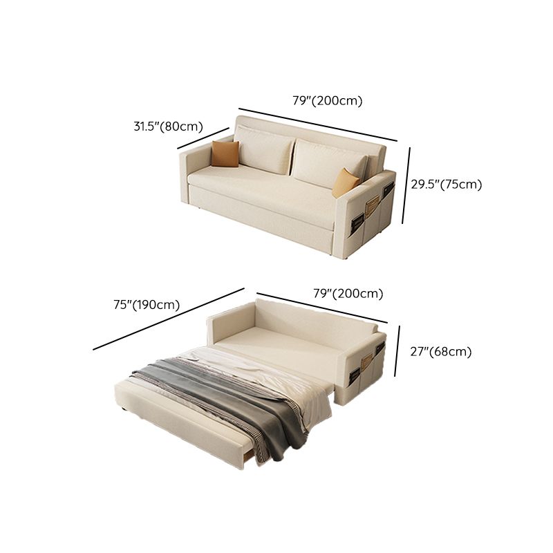 31" Wide Scandinavian Sleeper Sofa Futon Beige Foldable Sleeper Sofa