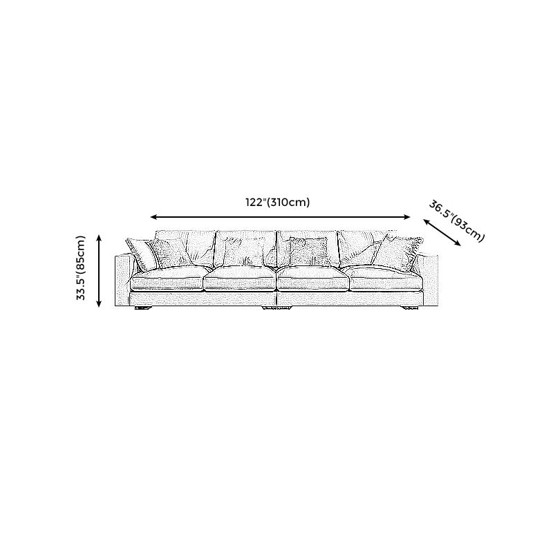 Scandinavian Standard Sofa with Multiple Cushion Seat 33.46"High Square Arm Sofa