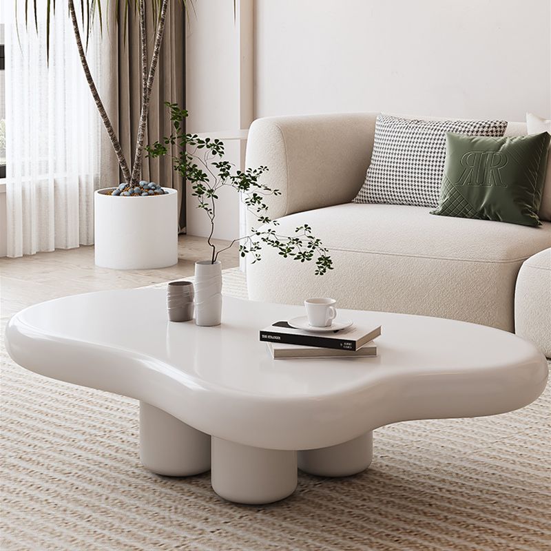 Contemporary Corner Table Wood White 4 Legs Accent Side Table