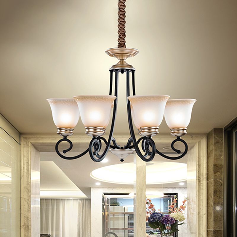 6/8 teste lampadario in vetro glassato classico classico salotto svasato la luce a sospensione con braccio scorretto