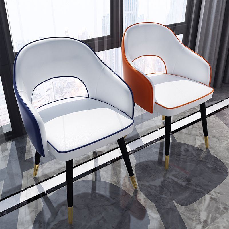 Glam Style Side Chair Open Back Leather Indoor Dining Chair for Home