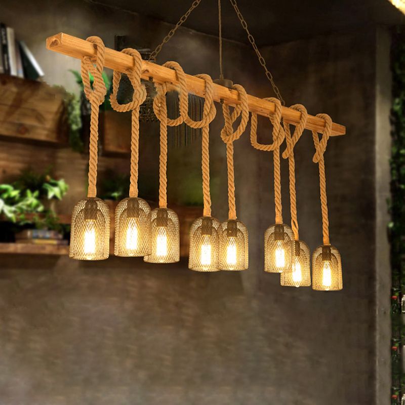 Industrial Wooden Island Light Household Hanging Lighting Fixture