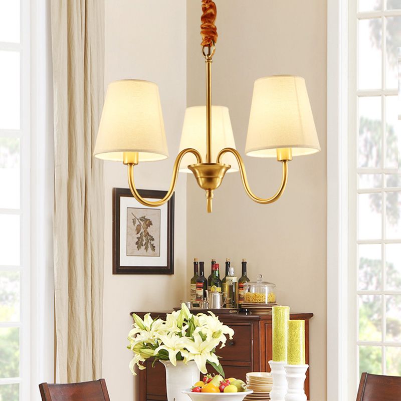 Metal Conical Hanging Pendant Light Traditional Dinning Room Pendant Chandelier in Gold