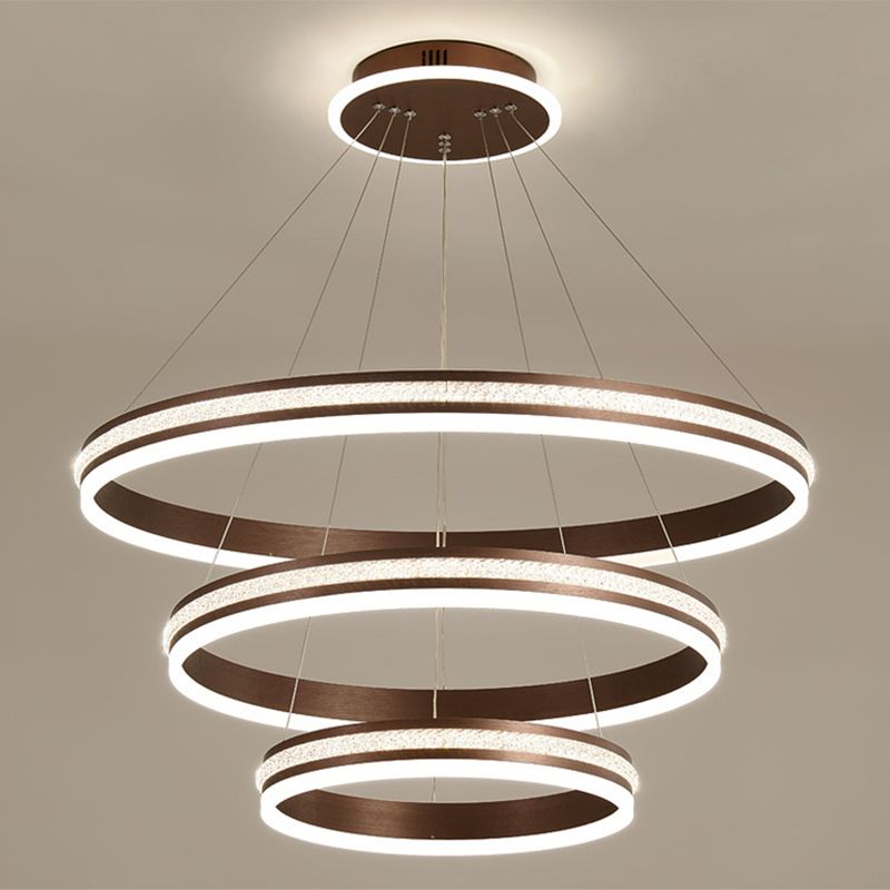 Minimalistische stijlniveaus Kroonluchter verlichting Acryl -salon LED Ring Suspensie Licht armatuur