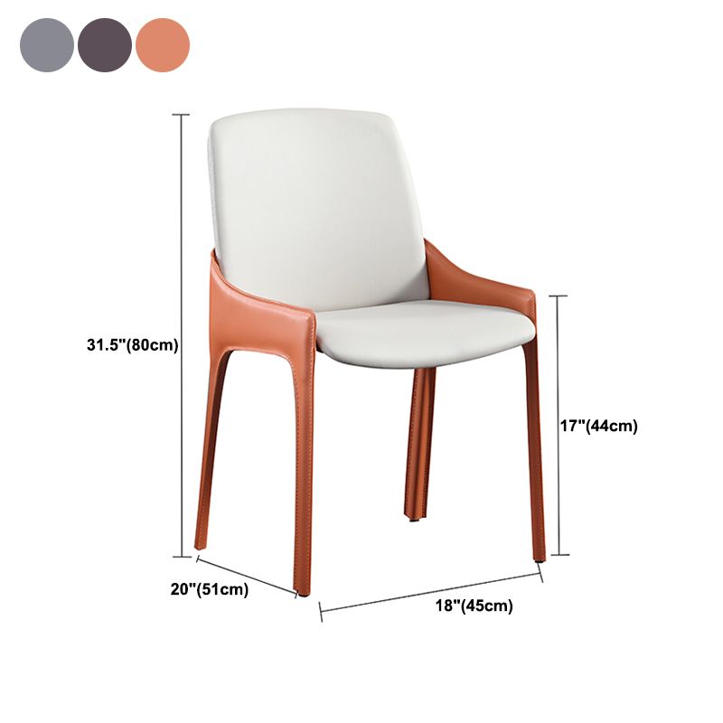 Modern Style Faux Leather Arm Dining Chairs Metal Dining Chair for Home Use