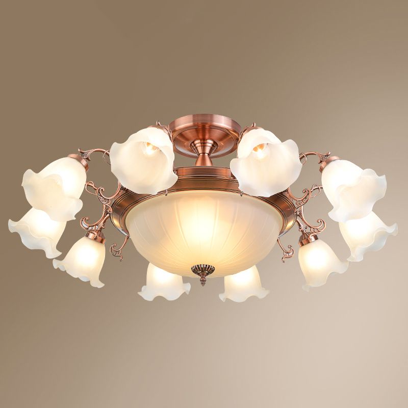 Lámpara de techo tradicional retro con pantalla de cristal, luz de montaje empotrado para tienda de ropa