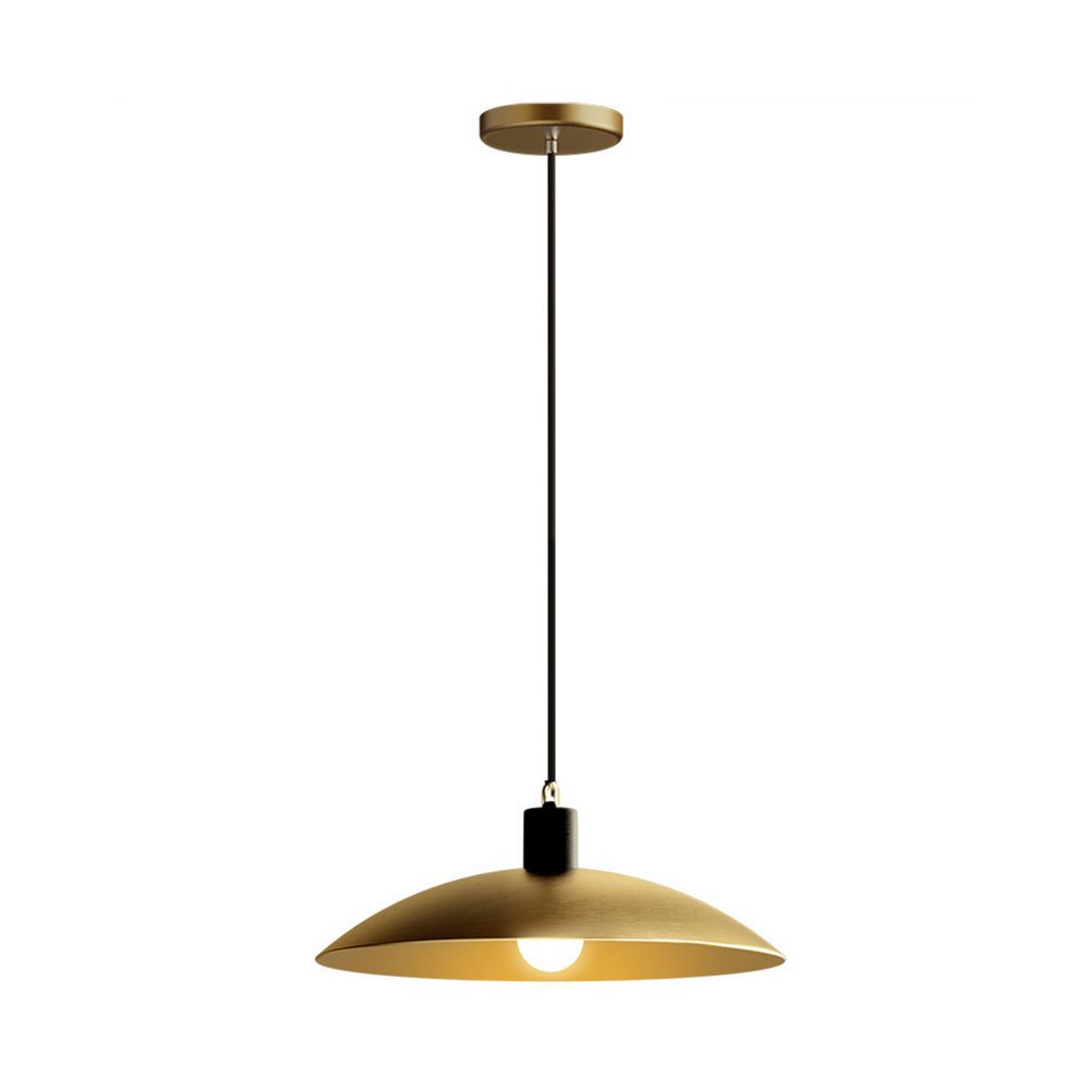 10"/12" Wide Dome Restaurant Ceiling Light Industrial Wrought Iron 1-Light Brass Hanging Pendant Light