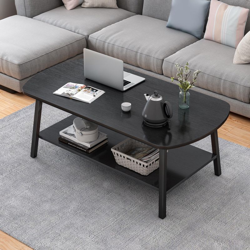 19"H Contemporary Coffee Table Wooden Coffee Cocktail Table with Storage