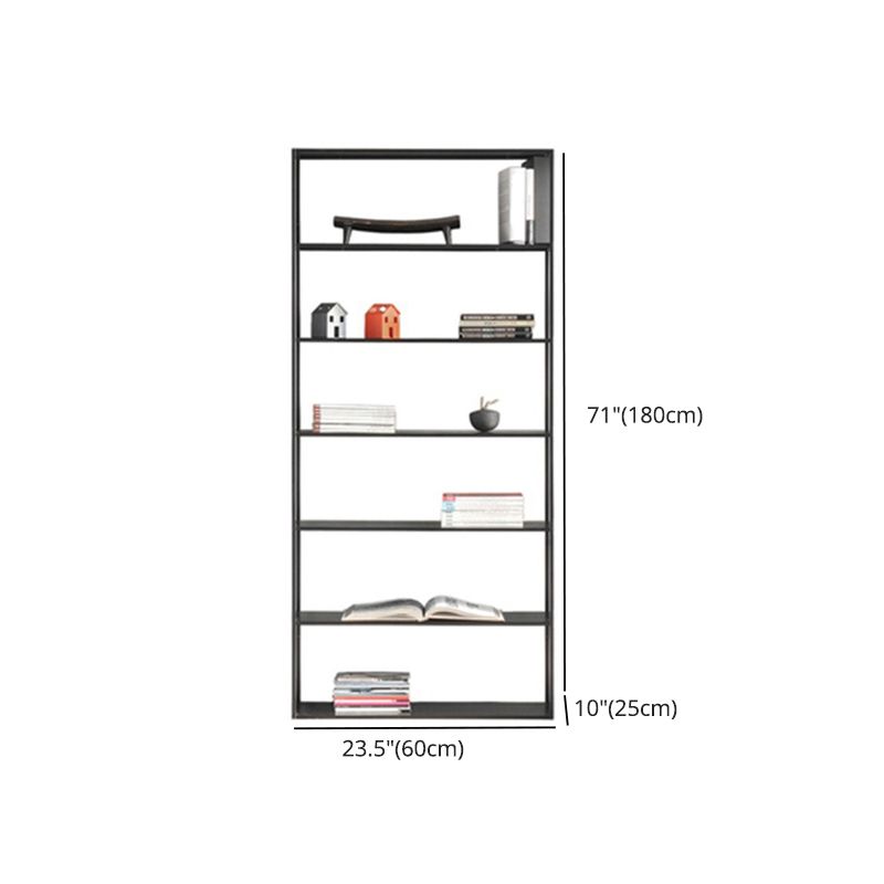 Industrial Style Bookshelf in Black Iron Shelf for Study Room Office with 5 Open Shelves
