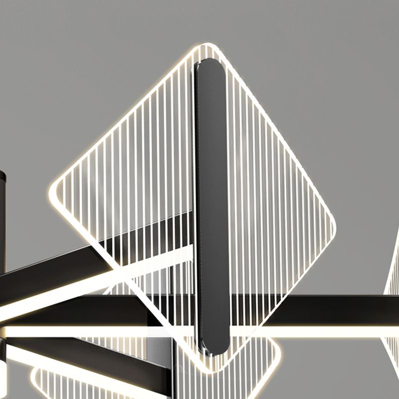 Creative Acrylic LED Chandelier Modern Style Pendant Light in Black for Bedroom