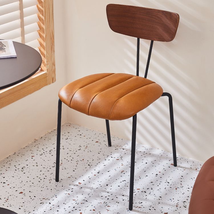 Chaise de salle à manger de style industriel, chaises latérales de cuisine sans accoudoirs avec pieds en métal