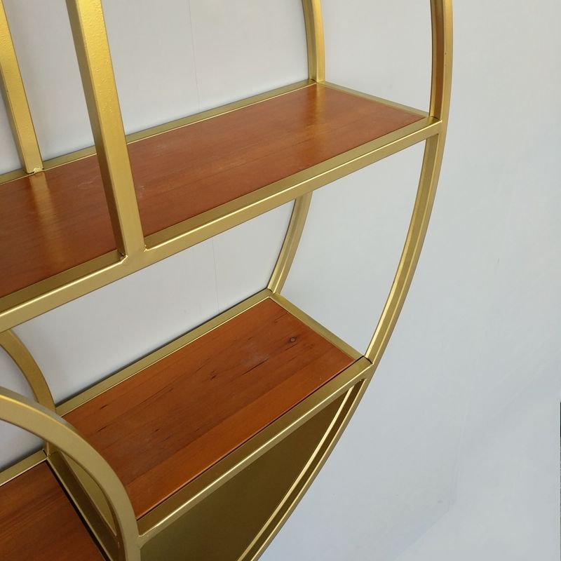 Modern Wall Mounted Bookshelf with Metal Frame Solid Wood Bookcase