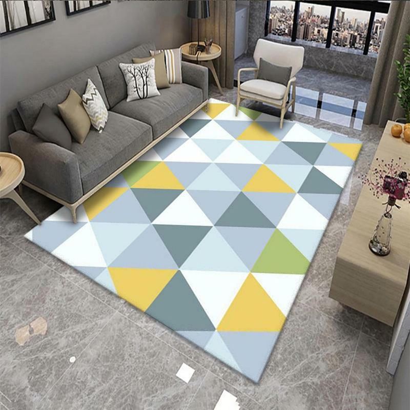 Groen Modern Rug Polyester Grafisch Tapijt Non-Slip Backing Rug voor woningdecoratie