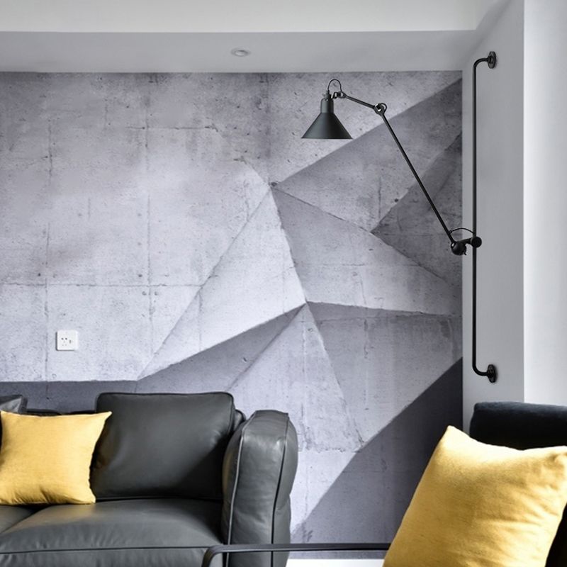 1 montage de montage ombré à la tête Lument Light Loft Style Éclairage mural en métal avec bras réglable