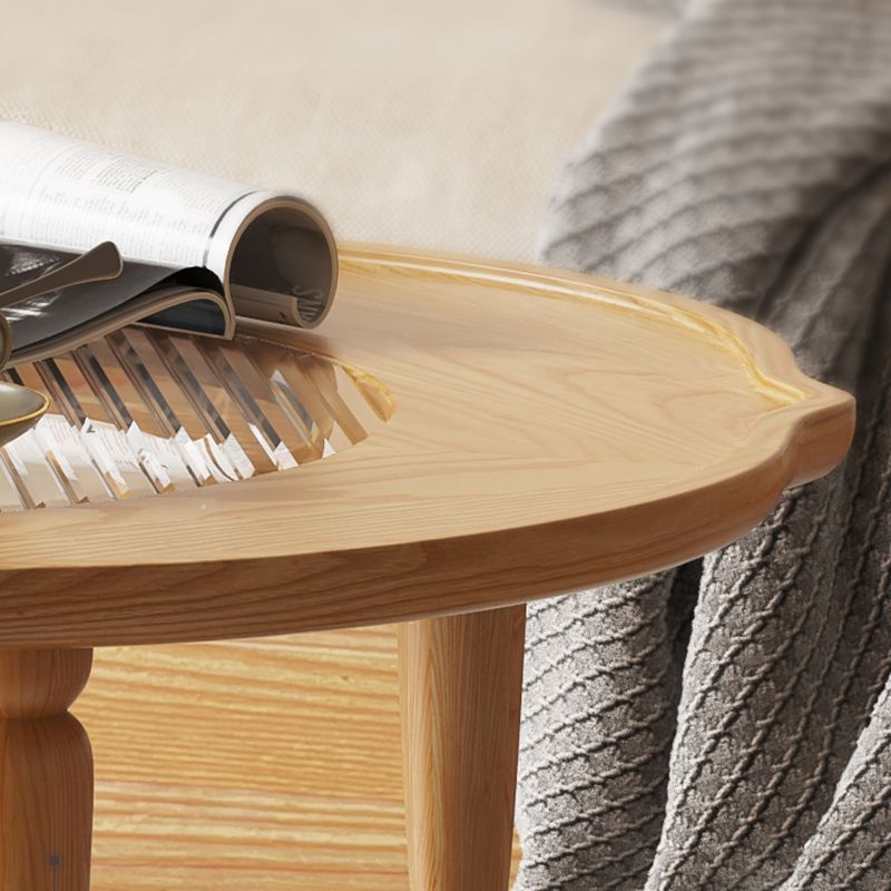 4 Legs Coffee Table No Distressing Solid Wood Coffee Table Set with Shelf