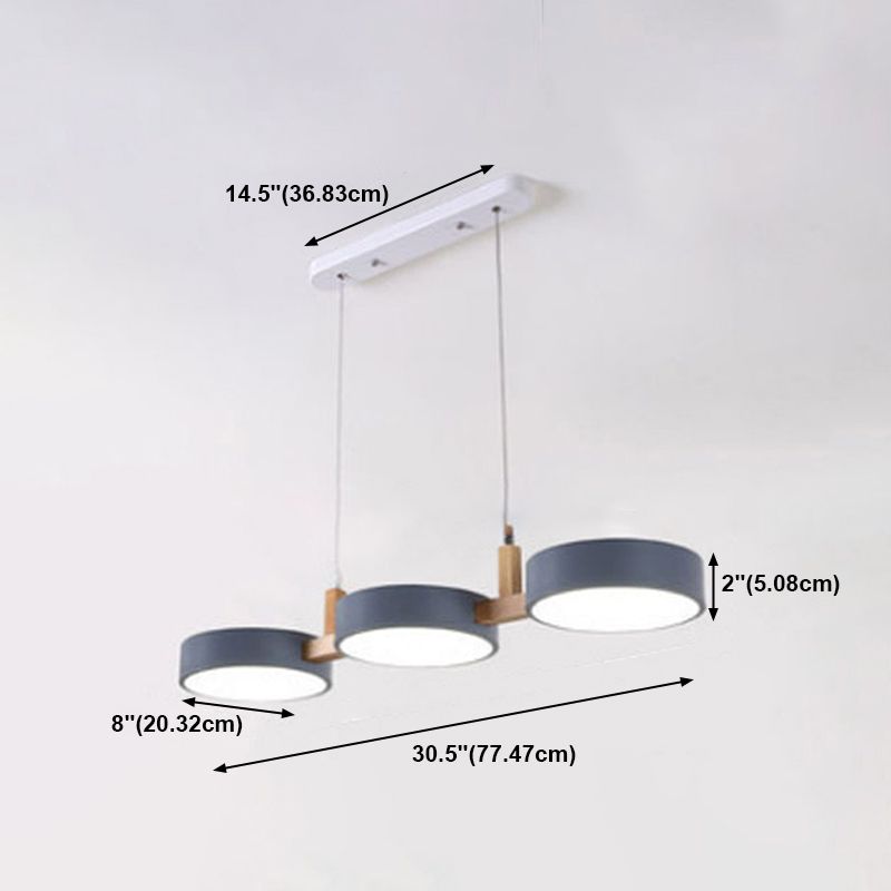 Macaron Style Island Light Round Shape 3-Light Hanging Pendant Light for Dining Room