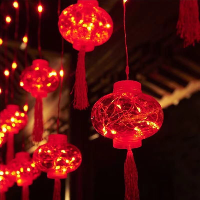 Modern Chinese Rope Light Lantern Curtain Light for Spring Festival Decorate