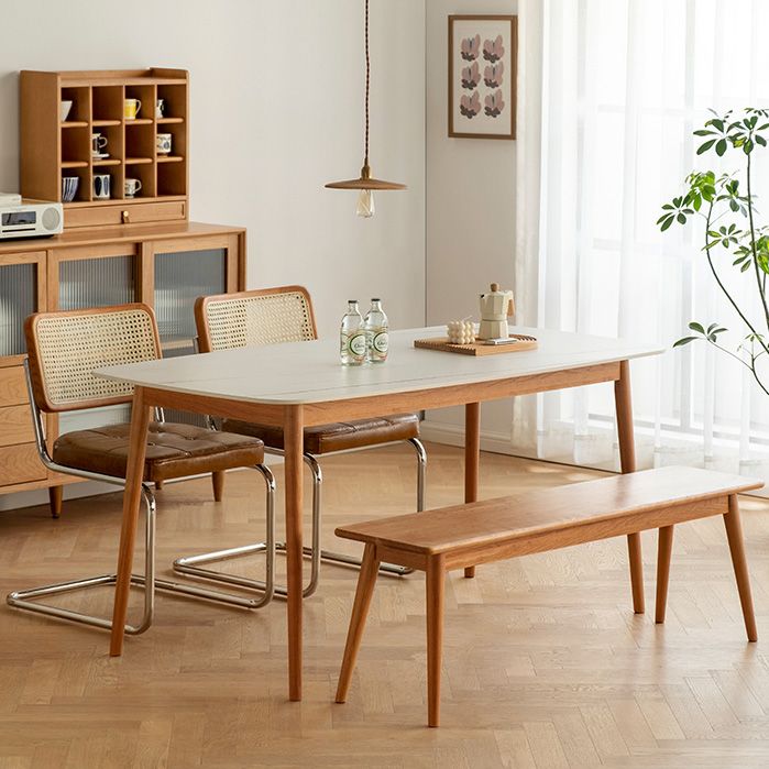 Contemporary White Standard Dining Table Sintered Stone Top Dining Table for Kitchen