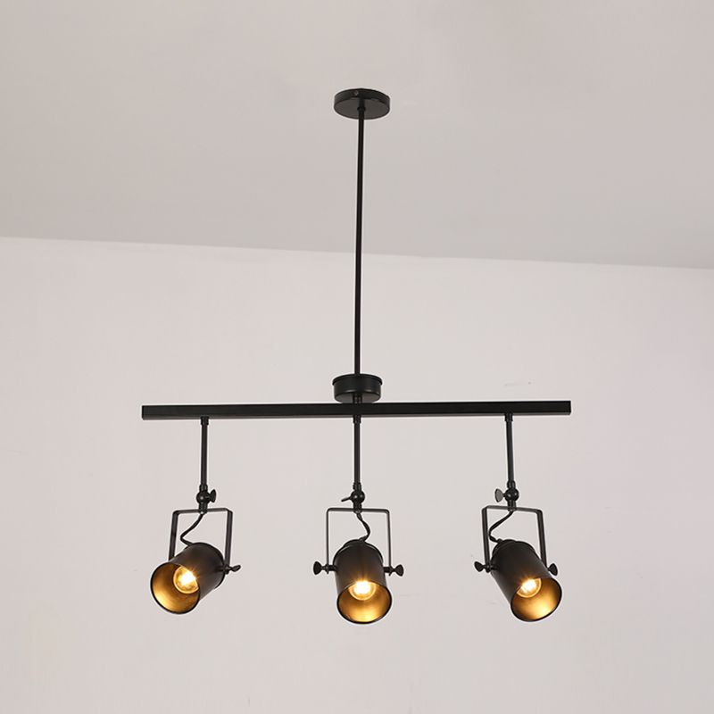 Industrial Style Iron Hanging Lamp Cylinder Shape Island Light Fixture for Bedroom
