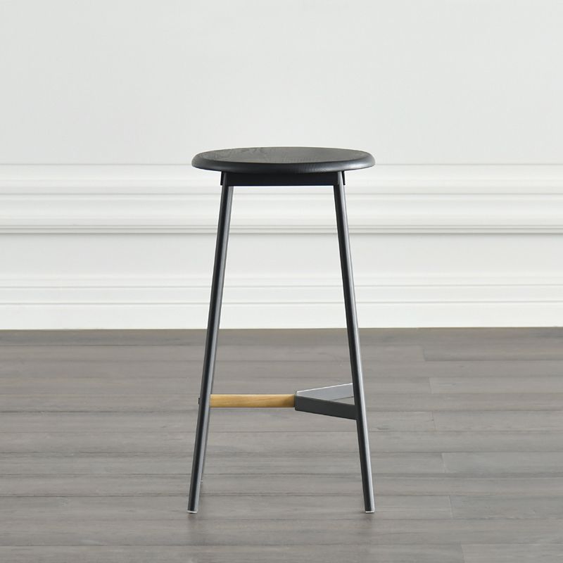 Contemporary Style Metal Bar Stool Footrest Counter Stool in Black