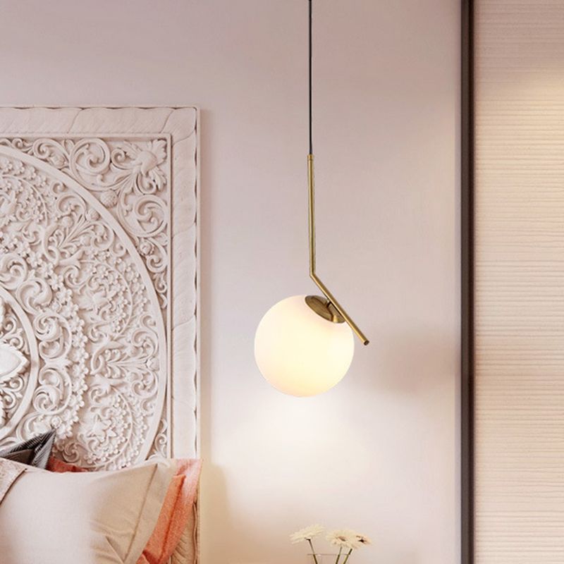 Round Hanging Pendant Lights Modern Simple White Glass Pendant Ceiling Lights for Restaurant