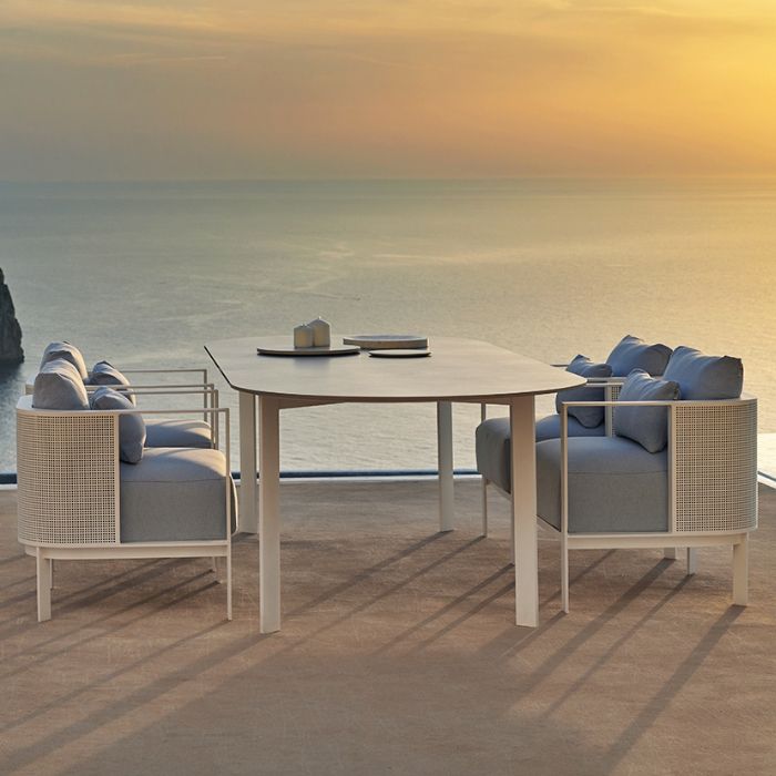 Tropical Outdoor Loveseat Gray Fabric Cushion UV Resistant Water Resistant