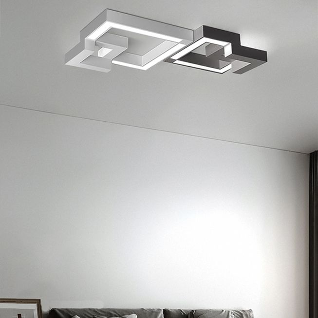 Luminaire de plafond encastré carré contemporain en métal pour salon