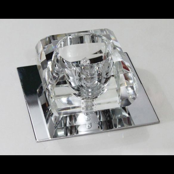 Contemporary Close to Ceiling Lighting Chrome Small Ceiling Mounted Light with Crystal Shade