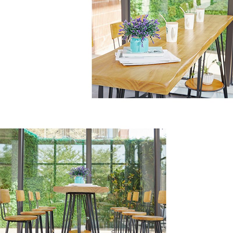 Modern Bar Height Table Solid Wood Top Bistro Pub Table with Metal Legs