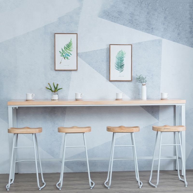 Indoor Wood Counter Wine Table Rectangle Natural and White Bar Height Pub Table