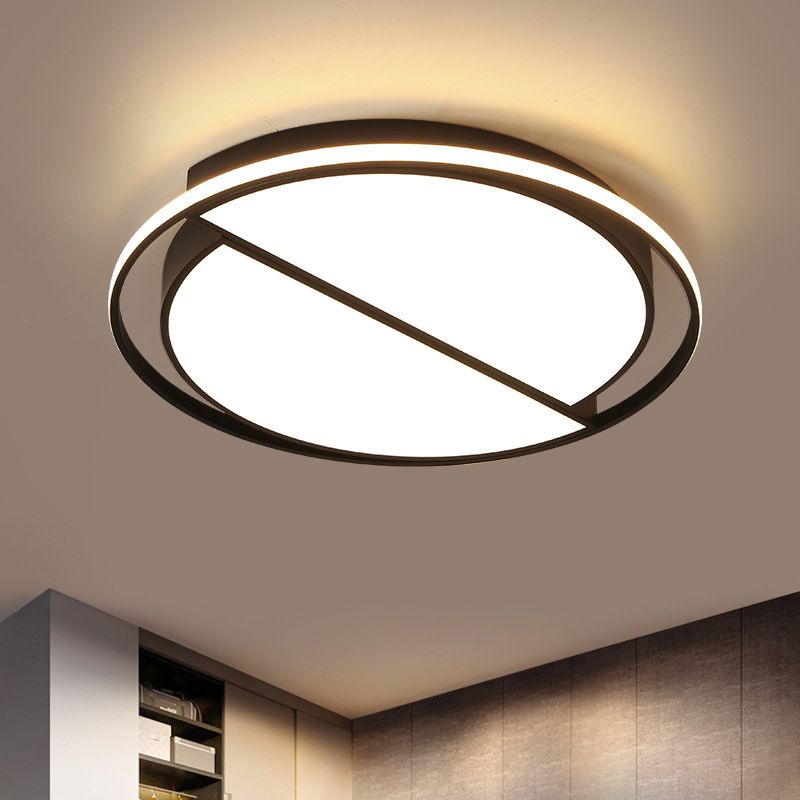 Integrated LED Bedroom Flush Light Modern Black Massimale Montaggio Lampada con Semicircolo / Loving Heart / Star Acrilico Shade, Warm / White Light