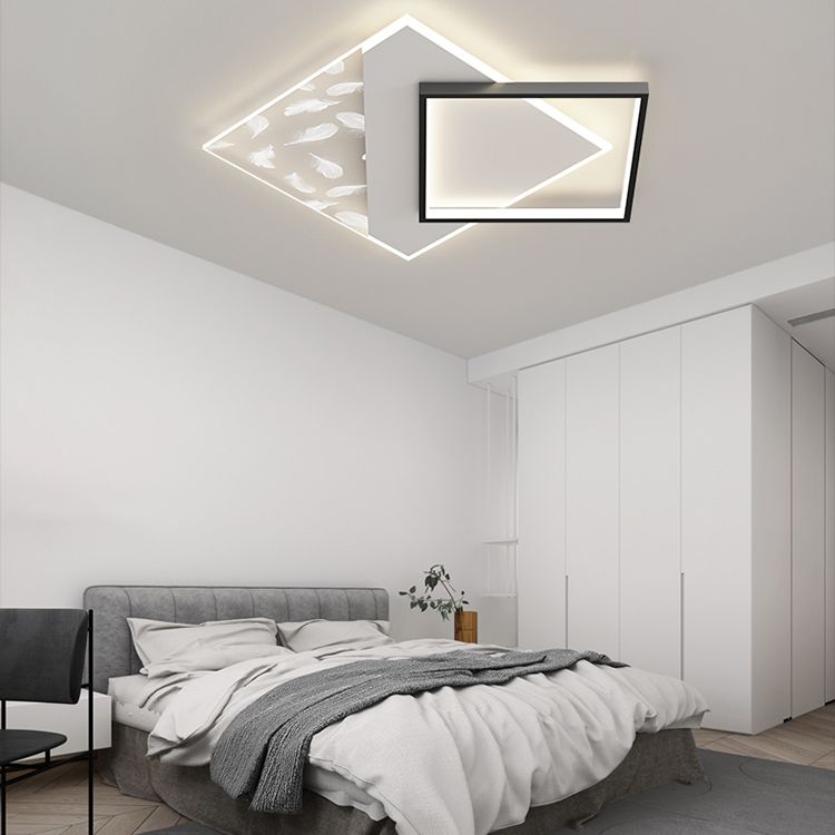 Plumage acrylique encastré moderne noir et blanc LED salon plafonnier fixations